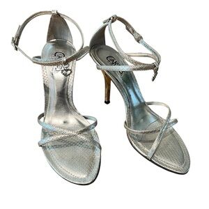 Carlos By Carlos Santana Trust Silver Rhinestone High Heel Sandals 6